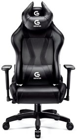 Scaun gaming, ergonomic, masaj pernă lombară, brațe reglabile 2D, piele PU, roți silențioase, rezistent 150 KG, Negru