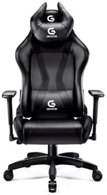 Scaun gaming, ergonomic, masaj pernă lombară, brațe reglabile 2D, piele PU, roți silențioase, rezistent 150 KG, Negru