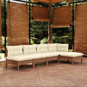 3096337 vidaXL Set mobilier grădină cu perne, 5 piese, maro miere, lemn de pin
