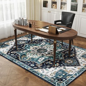 HOMCOM Covor Boho Antiderapant și Lavabil cu Fir Scurt 230x160cm Multicolor | Aosom Romania