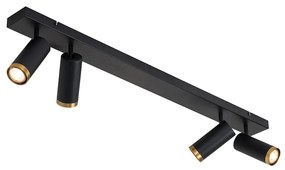 Plafoniera moderna cu spoturi negre cu bronz, 4 lumini reglabile - Renna