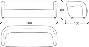 Canapea lemn masiv Carabella, 250 × 80 × 100 cm