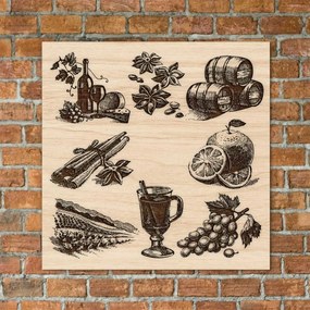 DUBLEZ | Tablou din lemn pentru perete - Vin fiert