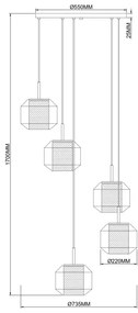 Zuma Line 003064-034743 - Lustră suspendată pe cablu SOLIX, 5xE27/25W/230V, Ø73 cm, auriu/negru