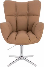 HR650CROSS Scaun Caramel Piele Ecologica Premium Soft cu Bază Cromata