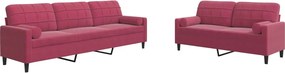 vidaXL Set canapea cu perne/rulouri, 2 piese, roșu vin, catifea