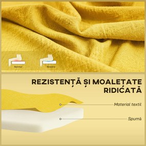 HOMCOM Canapea cu 2 Locuri din Țesătură, Fără Brațe, Canapea de Sufragerie cu Picioare din Lemn, 117x56,5x77 cm, Galben | Aosom Romania