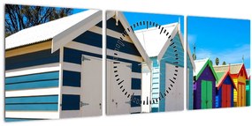 Tablou - Plaja Brighton, Melbourne, Australia (cu ceas) (90x30 cm)