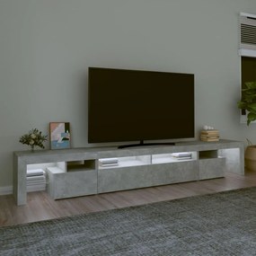 Comodă tv cu lumini led, gri beton, 260x36,5x40cm