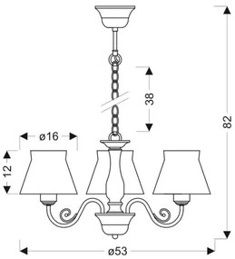 Candelabru pe lanț ZEFIR 3xE27/40W/230V