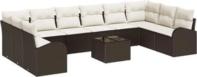 vidaXL Set de canapele pentru grădină 11 pcs Maro și Crem poliratan