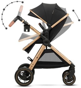 Cărucior de copii combinat 3 în 1 KINDERKRAFT ESME Pure black + scaun auto MINK PRO
