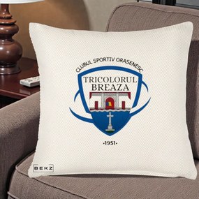 Perna Personalizata CSO Tricolorul Breaza 1951, 40x40 cm, Crem Reliefat, Husa Detasabila, Perna Inclusa, BEKZ®