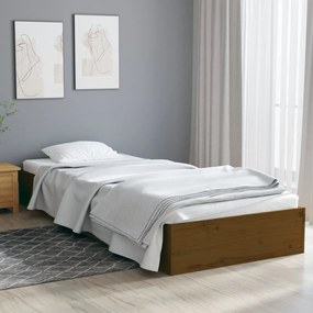 820070 vidaXL Cadru de pat single, maro miere, 90x190 cm, lemn masiv