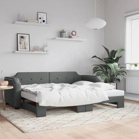 3197640 vidaXL Pat de zi cu extensie, gri închis, 100x200 cm, textil