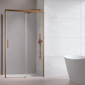 Cabina de dus dreptunghiulara cu usa glisanta Radaway Idea KDJ 130x110 cm finisaj cupru periat-transparent dreapta