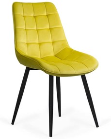 Scaun living tapițat cu catifea și cadru metalic BUC 206 galben
