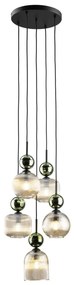 Lustră suspendată SOPHIA, 5 x E14, 10 W, 230 V, negru/verde/bej fumuriu