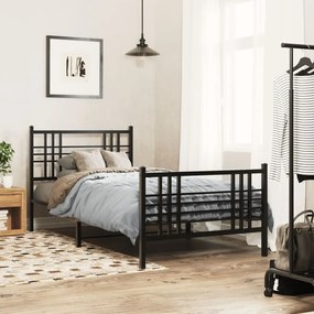 vidaXL Cadru pat metalic cu tăblii de cap/picioare, negru, 107x203 cm