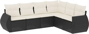 vidaXL Set mobilier de grădină cu perne, 6 piese, negru, poliratan