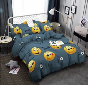 Lenjerie de pat din microfibra FUNNY EMOJI gri Dimensiune lenjerie de pat: 70 x 90 cm | 140 x 220 cm