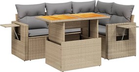 vidaXL Set canapele de grădină cu perne, 5 piese, bej, poliratan