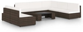 vidaXL Set mobilier de grădină cu perne, 8 piese, maro, poliratan