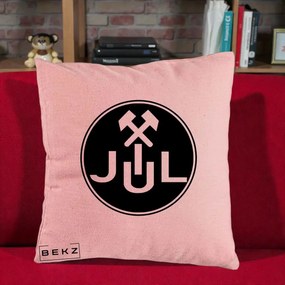 Perna Personalizata JUL Jiul Lupeni Fotbal, 40x40 cm, Roz, Husa Detasabila, Perna Inclusa, BEKZ®