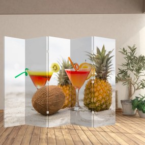 Paravan - Ananas și pahare pe plajă (210x170 cm)