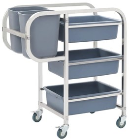 vidaXL Cărucior de bucătărie cu recipiente din plastic, 82x43,5x93 cm