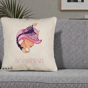 Perna Personalizata Zodiac Scorpion Cowgirl, 40x40 cm, Bej Canapea, Husa Detasabila, Perna Inclusa, BEKZ®