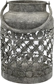Felinar din zinc antichizat cu maner, H22 cm
