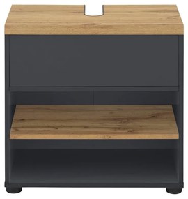 Dulap sub chiuvetă gri antracit cu aspect de lemn de stejar 60x57 cm Thessa – Støraa