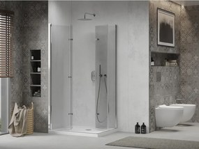 Mexen Lima Duo cabină de duș pliabilă 80 x 70 cm, transparentă, crom + cadă de duș plată - 856-080-070-01-02-4010