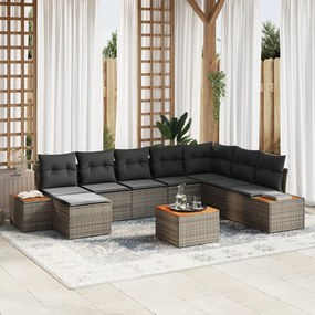 vidaXL Set de canapele pentru grădină 9 pcs Gri 319 x 209 x 85 cm