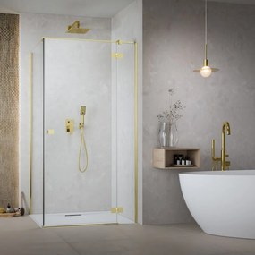 Cabina de dus dreptunghiulara cu usa batanta Radaway Essenza KDJ 90x100 cm auriu-transparent dreapta
