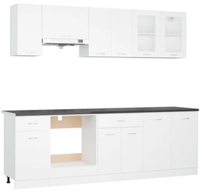3100509 vidaXL Set dulapuri de bucătărie cu blat de lucru, 8 buc., alb, PAL