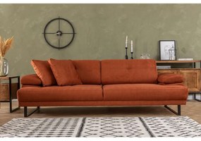Canapea Tapitata cu 3 Locuri Brate Reglabile si Spatar Mobil Mustang - Orange