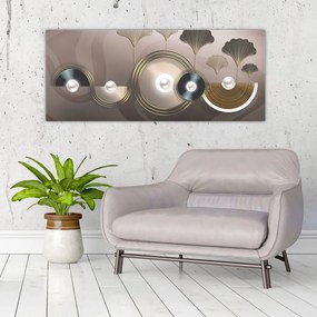 Tablou - Abstract maro-auriu (120x50 cm)