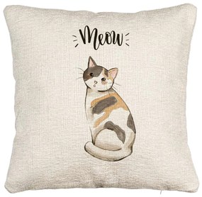 Perna Decorativa Canapea, Model Meow, 40x40 cm, Cu fermoar