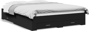 vidaXL Cadru pat cu sertare negru extralucios 150x200cm lemn prelucrat