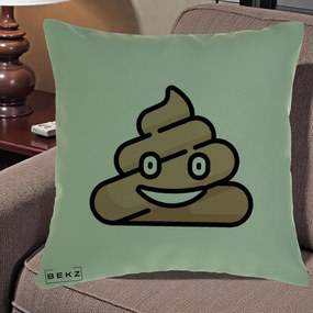 Perna Decorativa Emoji Poop Funny, 40x40 cm, Verde, Husa Detasabila, Perna Inclusa, BEKZ®