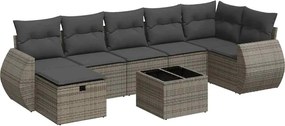vidaXL Set canapele de grădină cu perne, 8 piese, gri, poliratan