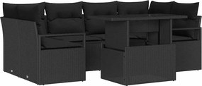 vidaXL Set de canapele pentru grădină 7 pcs Negru Rattan poli