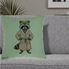 Perna Decorativa Albinuta Kawaii Vesela, 40x40 cm, Verde, Husa Detasabila, Perna Inclusa, BEKZ®