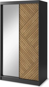 Dulap lemn masiv glisant Marrphy II - Czarny Mat / Dąb Caramel (WAR-II-MAR-BM-120)