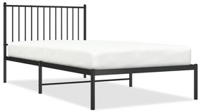 350859 vidaXL Cadru de pat din metal cu tăblie, negru, 100x200 cm