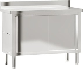 vidaXL Masă de lucru de bucătărie cu uși glisante, oțel inoxidabil