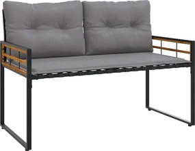 vidaXL Bancă cu strat din lemn cu pernă Gri deschis 114 x 55 x 77 cm
