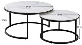 Set 2 măsuță cafea Lastras (marmură albă + oțel negru) . 1096919